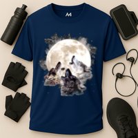 Three Wolves Howling At The Moon Wolf Lover Cooling Performance Crew T-Shirt