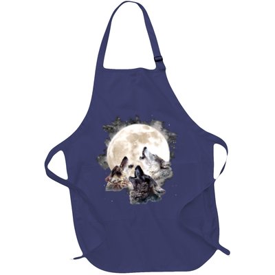 Three Wolves Howling At The Moon Wolf Lover Apron