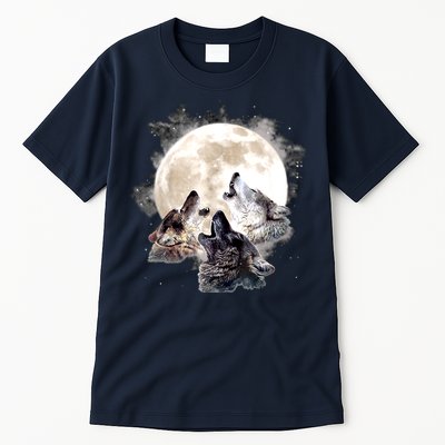 Three Wolves Howling At The Moon Wolf Lover Tall T-Shirt