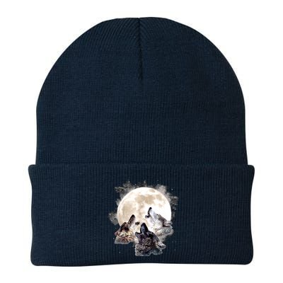 Three Wolves Howling At The Moon Wolf Lover Beanie