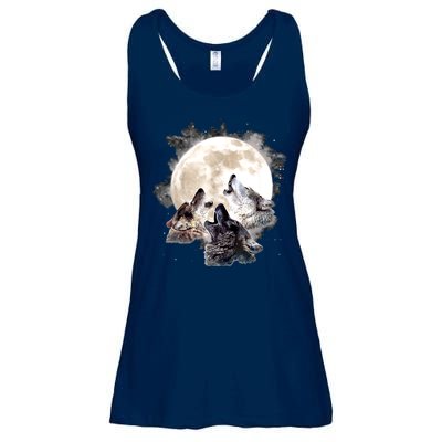 Three Wolves Howling At The Moon Wolf Lover Ladies Essential Flowy Tank