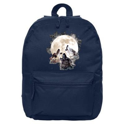 Three Wolves Howling At The Moon Wolf Lover 16 in Basic Backpack