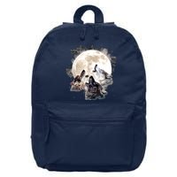Three Wolves Howling At The Moon Wolf Lover 16 in Basic Backpack