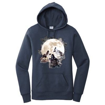 Three Wolves Howling At The Moon Wolf Lover Women's Pullover Hoodie