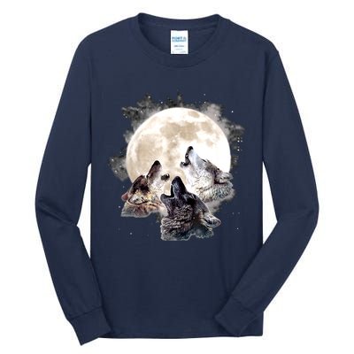 Three Wolves Howling At The Moon Wolf Lover Tall Long Sleeve T-Shirt