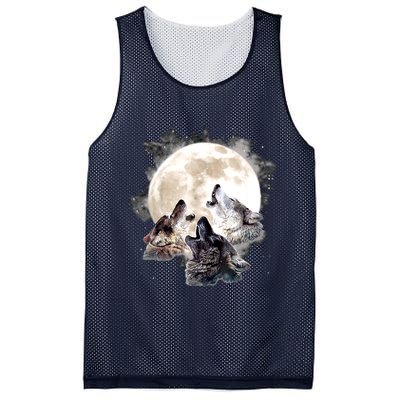 Three Wolves Howling At The Moon Wolf Lover Mesh Reversible Basketball Jersey Tank