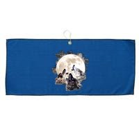 Three Wolves Howling At The Moon Wolf Lover Large Microfiber Waffle Golf Towel