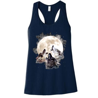 Three Wolves Howling At The Moon Wolf Lover Womens Tank Top