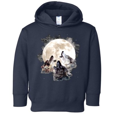 Three Wolves Howling At The Moon Wolf Lover Toddler Hoodie
