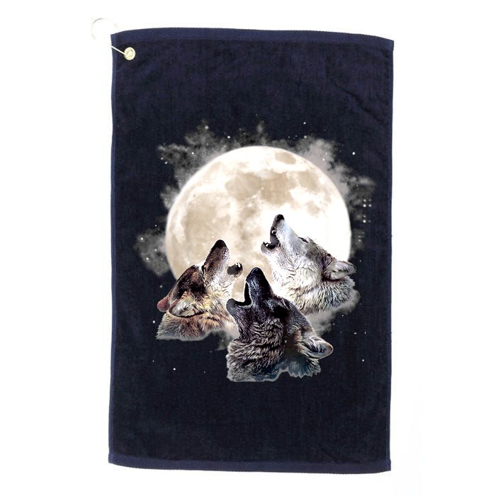 Three Wolves Howling At The Moon Wolf Lover Golf Towel