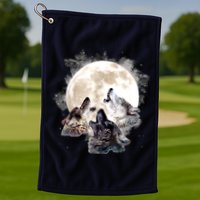 Three Wolves Howling At The Moon Wolf Lover Golf Towel