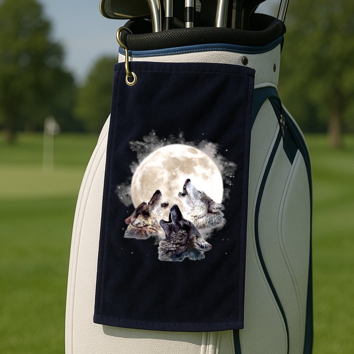 Three Wolves Howling At The Moon Wolf Lover Golf Towel