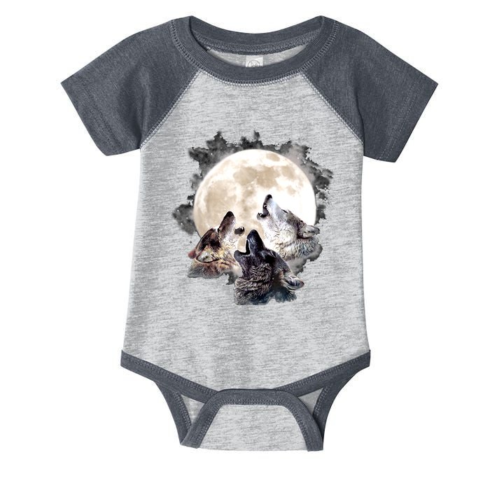 Three Wolves Howling At The Moon Wolf Lover Infant Baby Jersey Bodysuit