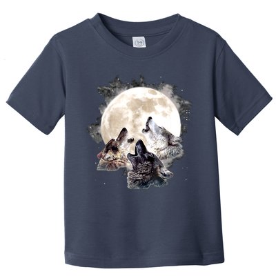 Three Wolves Howling At The Moon Wolf Lover Toddler T-Shirt