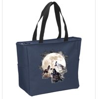 Three Wolves Howling At The Moon Wolf Lover Zip Tote Bag