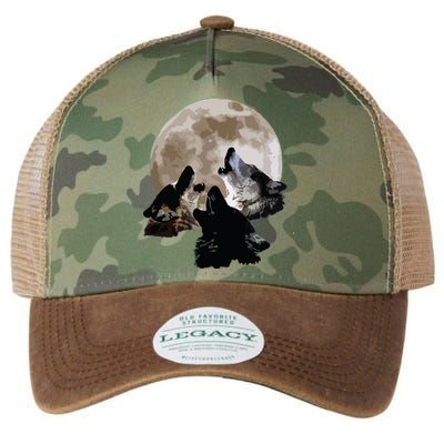 Three Wolves Howling At The Moon Wolf Lover Legacy Tie Dye Trucker Hat