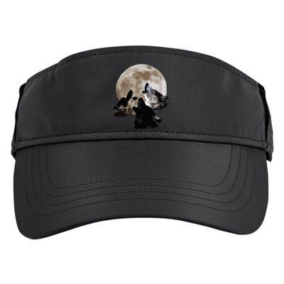 Three Wolves Howling At The Moon Wolf Lover Adult Drive Performance Visor