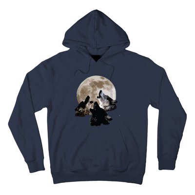 Three Wolves Howling At The Moon Wolf Lover Hoodie