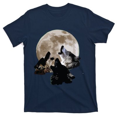 Three Wolves Howling At The Moon Wolf Lover T-Shirt