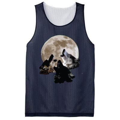 Three Wolves Howling At The Moon Wolf Lover Mesh Reversible Basketball Jersey Tank