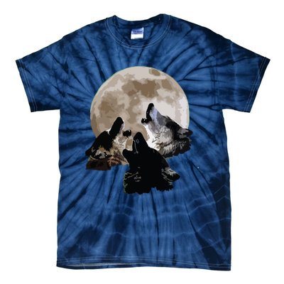 Three Wolves Howling At The Moon Wolf Lover Tie-Dye T-Shirt