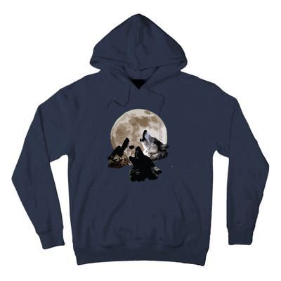 Three Wolves Howling At The Moon Wolf Lover Tall Hoodie