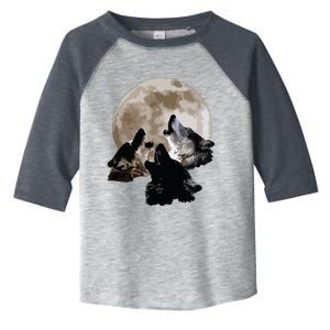 Three Wolves Howling At The Moon Wolf Lover Toddler Fine Jersey T-Shirt