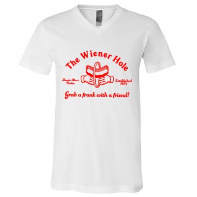 The Wiener Hole Grab A Frank With A Friend V-Neck T-Shirt