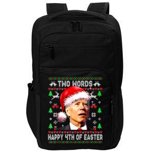 Two Words Happy 4th Of Easter Joe Biden Christmas Sweater Funny Gift Impact Tech Backpack