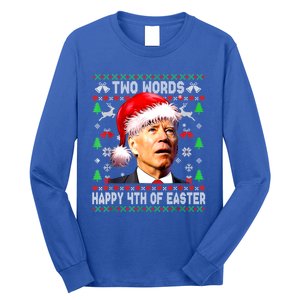 Two Words Happy 4th Of Easter Joe Biden Christmas Sweater Funny Gift Long Sleeve Shirt