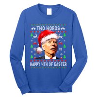 Two Words Happy 4th Of Easter Joe Biden Christmas Sweater Funny Gift Long Sleeve Shirt