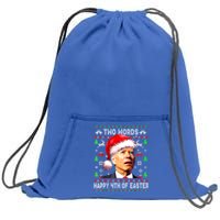 Two Words Happy 4th Of Easter Joe Biden Christmas Sweater Funny Gift Sweatshirt Cinch Pack Bag