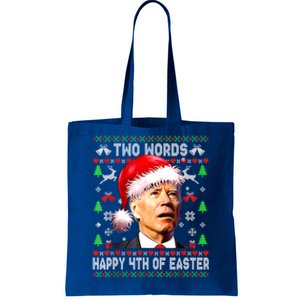 Two Words Happy 4th Of Easter Joe Biden Christmas Sweater Funny Gift Tote Bag