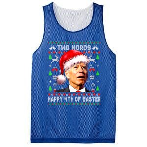 Two Words Happy 4th Of Easter Joe Biden Christmas Sweater Funny Gift Mesh Reversible Basketball Jersey Tank