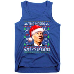 Two Words Happy 4th Of Easter Joe Biden Christmas Sweater Funny Gift Tank Top