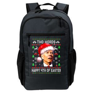 Two Words Happy 4th Of Easter Joe Biden Christmas Sweater Funny Gift Daily Commute Backpack