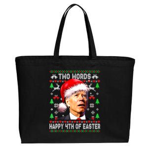 Two Words Happy 4th Of Easter Joe Biden Christmas Sweater Funny Gift Cotton Canvas Jumbo Tote