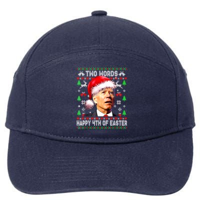 Two Words Happy 4th Of Easter Joe Biden Christmas Sweater Funny Gift 7-Panel Snapback Hat