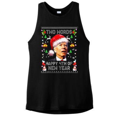 Two Words Happy 4th Of New Year Joe Biden Christmas Sweater  Ladies PosiCharge Tri-Blend Wicking Tank