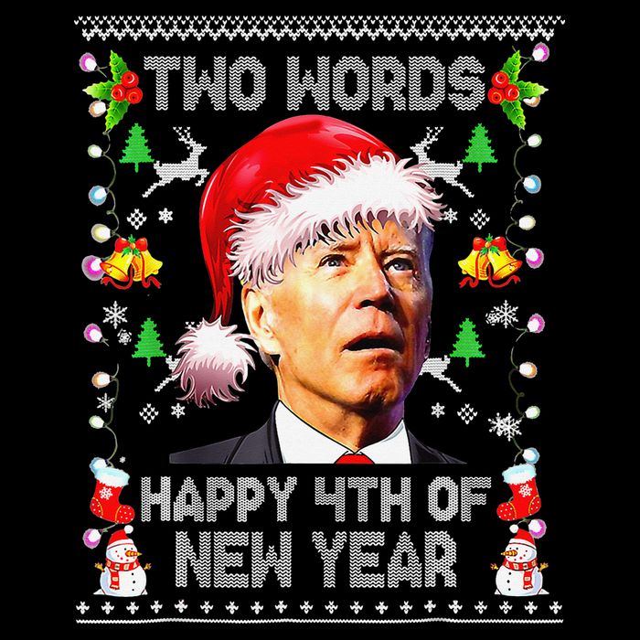 Two Words Happy 4th Of New Year Joe Biden Christmas Sweater  Impact Tech Backpack