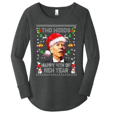 Two Words Happy 4th Of New Year Joe Biden Christmas Sweater  Women's Perfect Tri Tunic Long Sleeve Shirt