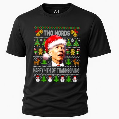 Two Words Happy 4th Of Thanksgiving Biden Christmas Sweaters Performance Shirt