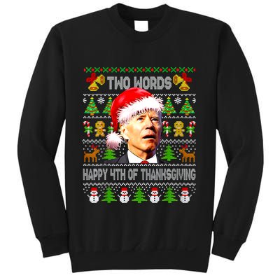 Two Words Happy 4th Of Thanksgiving Biden Christmas Sweaters Sweatshirt