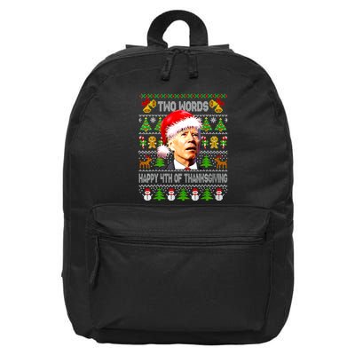 Two Words Happy 4th Of Thanksgiving Biden Christmas Sweaters 16 in Basic Backpack