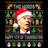 Two Words Happy 4th Of Thanksgiving Biden Christmas Sweaters 16 in Basic Backpack