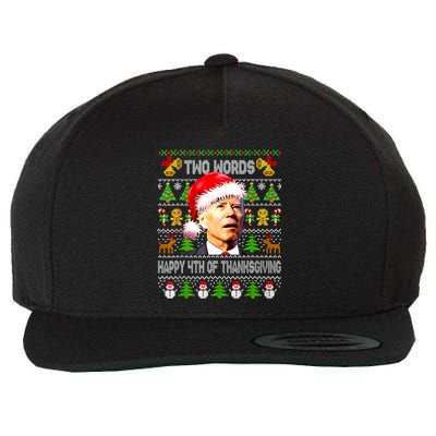 Two Words Happy 4th Of Thanksgiving Biden Christmas Sweaters Wool Snapback Cap