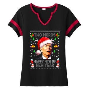 Two Words Happy 4th Of Easter Joe Biden Christmas Sweater Ladies Halftime Notch Neck Tee