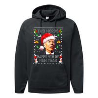 Two Words Happy 4th Of Easter Joe Biden Christmas Sweater Performance Fleece Hoodie