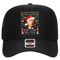 Two Words Happy 4th Of Easter Joe Biden Christmas Sweater High Crown Mesh Back Trucker Hat