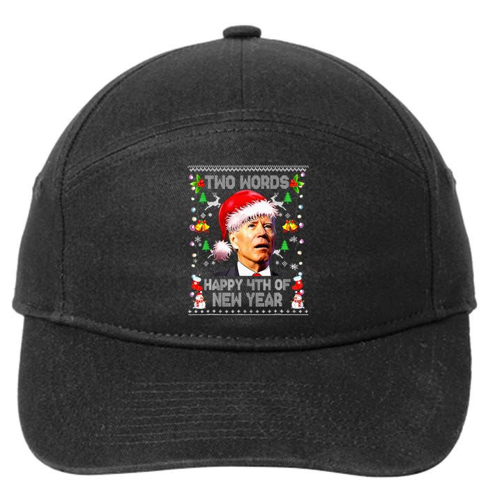 Two Words Happy 4th Of Easter Joe Biden Christmas Sweater 7-Panel Snapback Hat